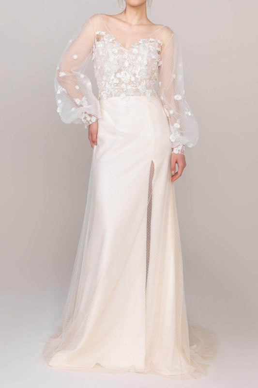 Charming Tulle Wedding Wrap with Appliques CZ0266 - COCOMELODY