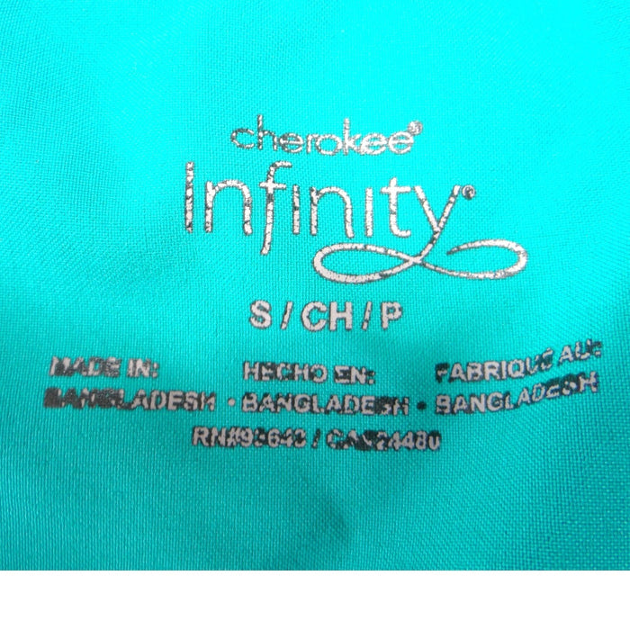 Cherokee Infinity Womens Teal Blue V Neck Scrub Top Short Sleeve Size S1