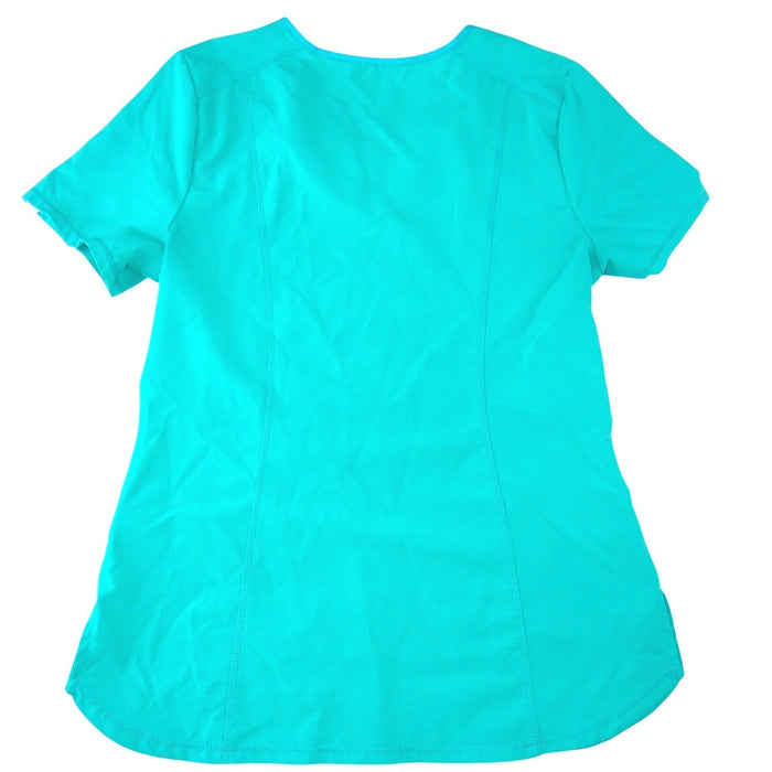 Cherokee Infinity Womens Teal Blue V Neck Scrub Top Short Sleeve Size S2