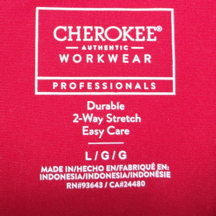 Cherokee Workwear Professionals Red Mock Wrap Scrub Top V Neck Stretch Large1