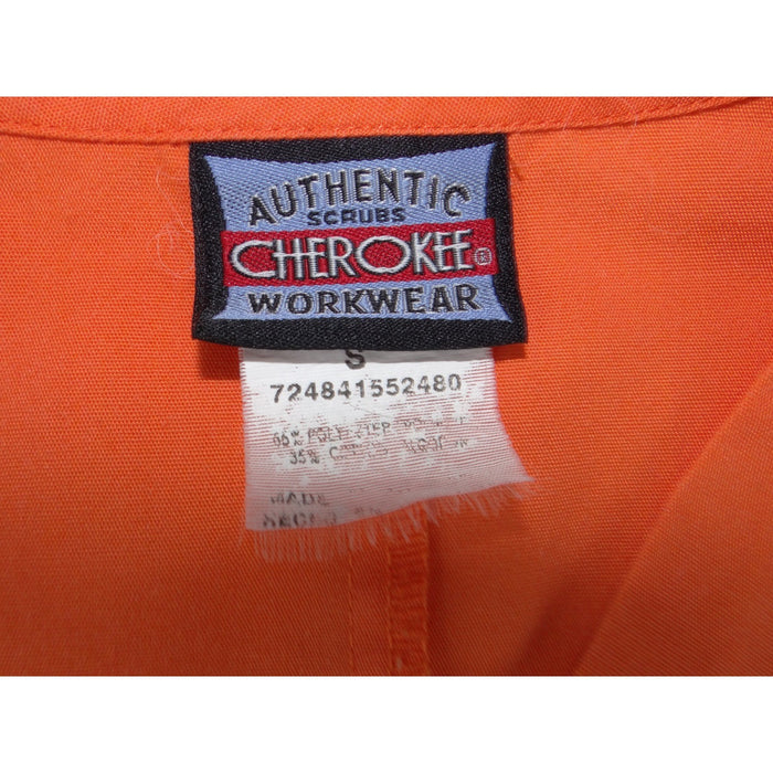 Cherokee Workwear Scrub Top Orange V Neck Short Sleeve Medical Uniform Small2