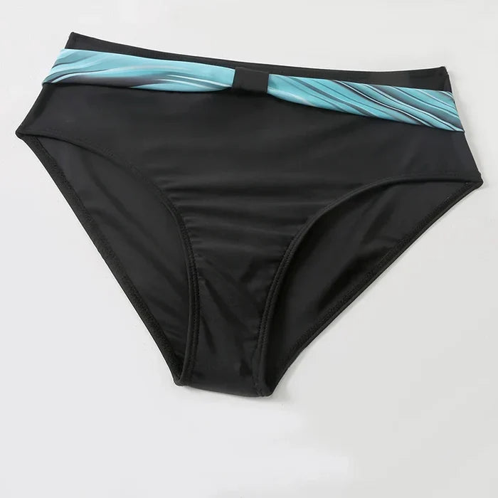Chloe - Chic Women's Bikini Set with Cross Front V Neck and High Waist Bottom