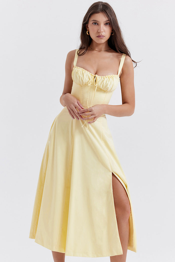 Chloe - Elegant Women's Wedding Guest Dress with Bustier Bodice and Flared Skirt
