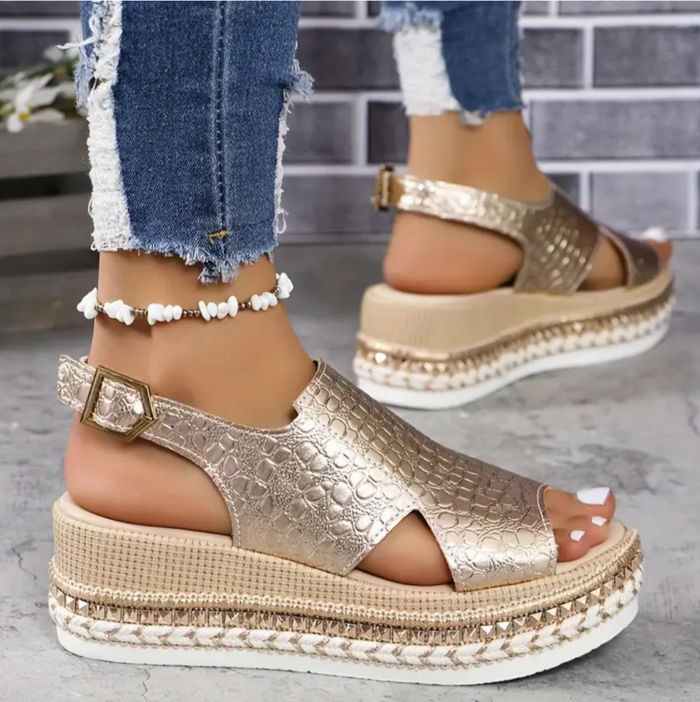 Chloe - Trendy Women's Platform Sandals with Espadrille Sole and Ankle Buckle