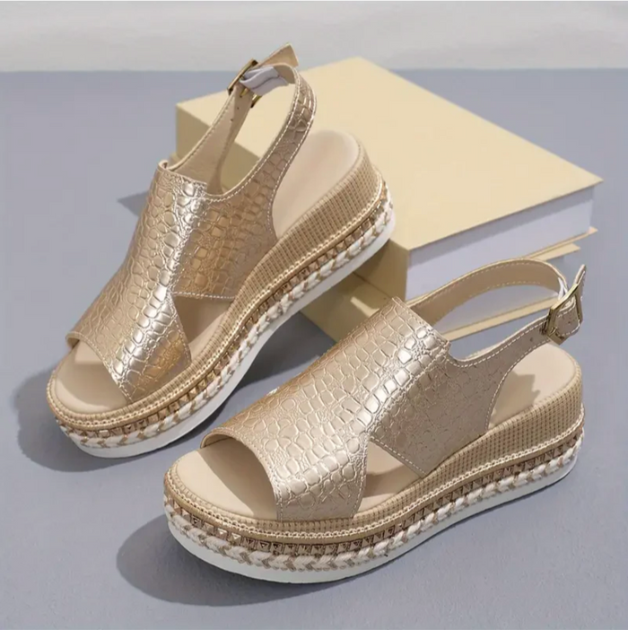 Chloe - Trendy Women's Platform Sandals with Espadrille Sole and Ankle Buckle