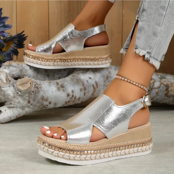 Chloe - Trendy Women's Platform Sandals with Espadrille Sole and Ankle Buckle