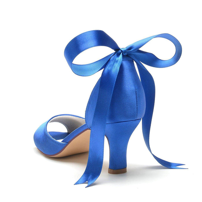 Chunky Heel 6.5cm Silk-Like Shoes CK0367 - COCOMELODY