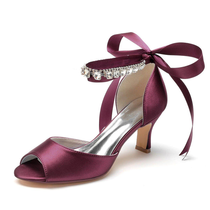 Chunky Heel 6.5cm Silk-Like Shoes CK0367 - COCOMELODY