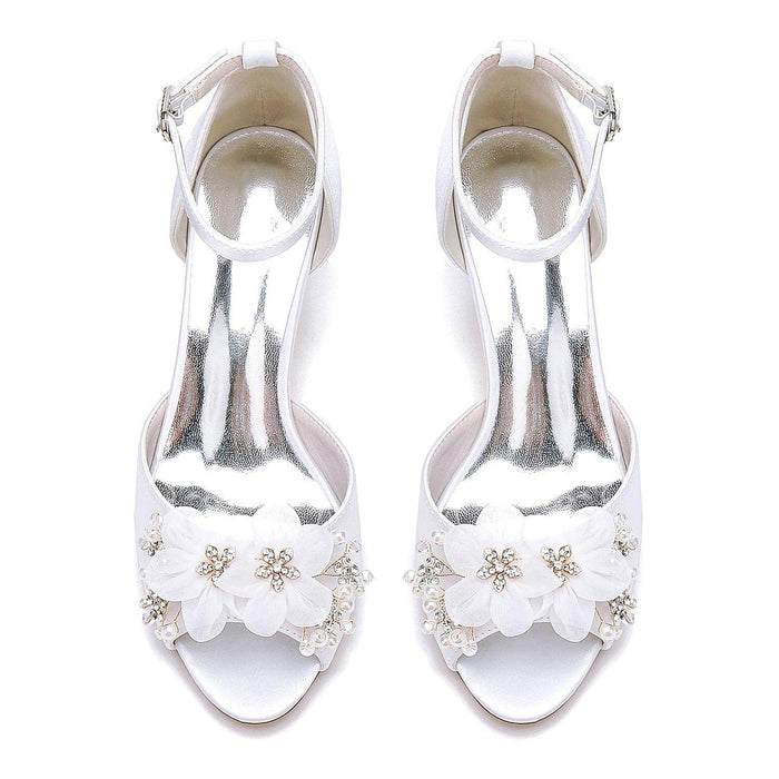 Chunky Heel 6.5cm Silk-Like Shoes CK0464 - COCOMELODY