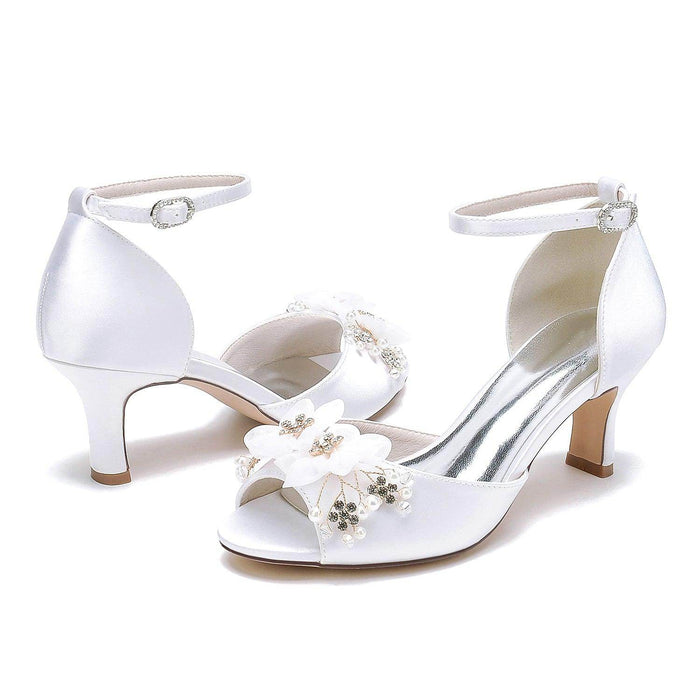 Chunky Heel 6.5cm Silk-Like Shoes CK0464 - COCOMELODY