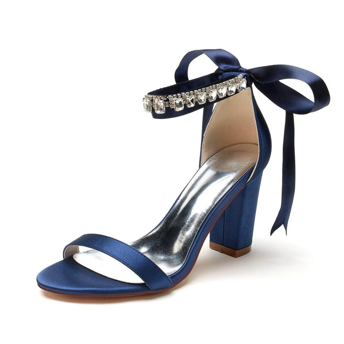Chunky Heel 8.5cm Silk-Like Shoes CK0356 - COCOMELODY