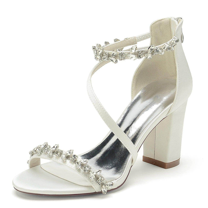 Chunky Heel 8.5cm Silk-Like Shoes CK0382 - COCOMELODY