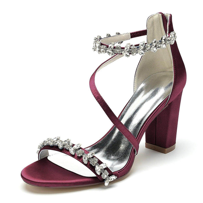 Chunky Heel 8.5cm Silk-Like Shoes CK0382 - COCOMELODY