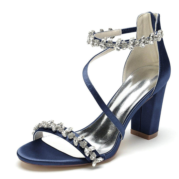 Chunky Heel 8.5cm Silk-Like Shoes CK0382 - COCOMELODY