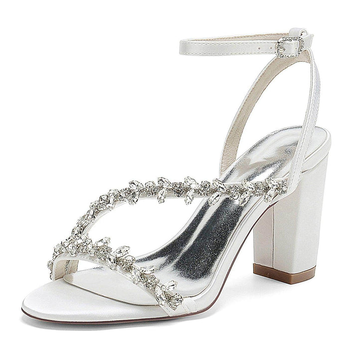 Chunky Heel 8.5cm Silk-Like Shoes CK0388 - COCOMELODY