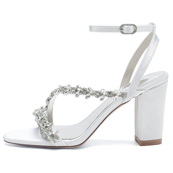 Chunky Heel 8.5cm Silk-Like Shoes CK0388 - COCOMELODY