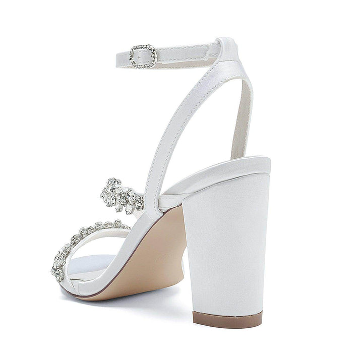 Chunky Heel 8.5cm Silk-Like Shoes CK0388 - COCOMELODY