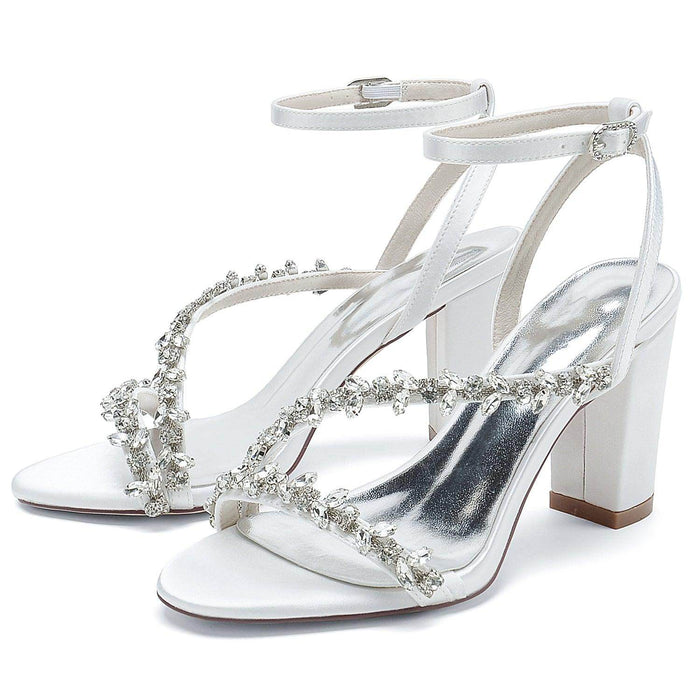 Chunky Heel 8.5cm Silk-Like Shoes CK0388 - COCOMELODY