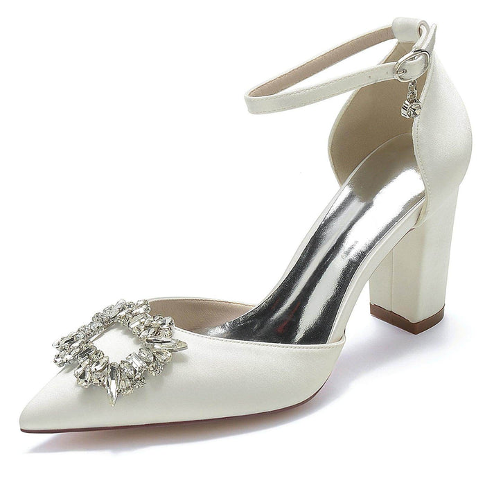 Chunky Heel 8.5cm Silk-Like Shoes CK0396 - COCOMELODY