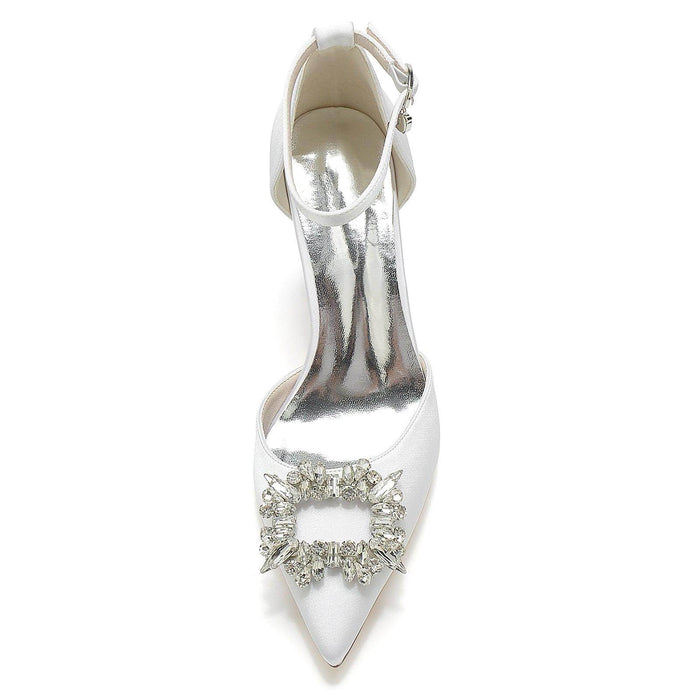 Chunky Heel 8.5cm Silk-Like Shoes CK0396 - COCOMELODY