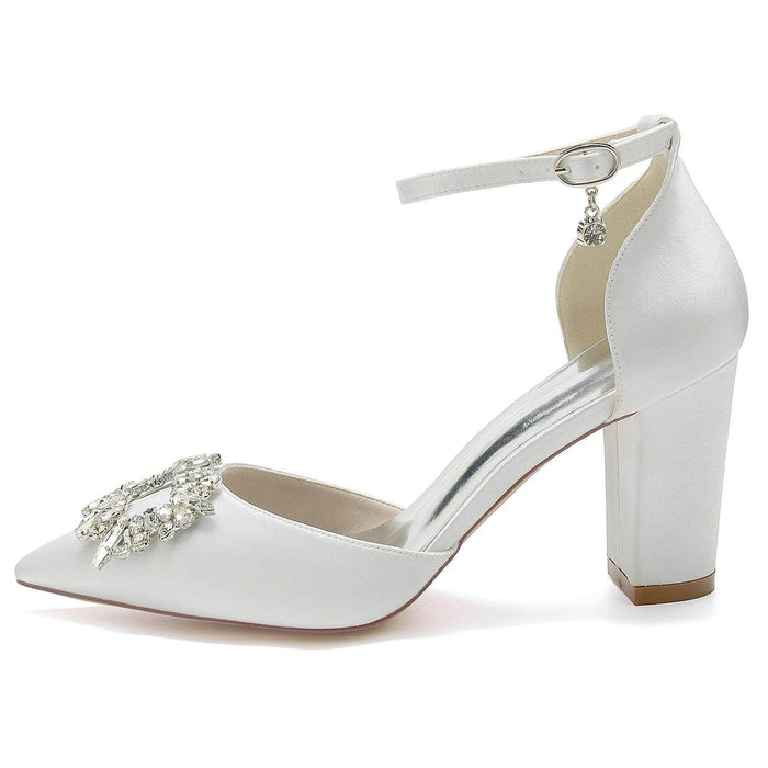 Chunky Heel 8.5cm Silk-Like Shoes CK0396 - COCOMELODY
