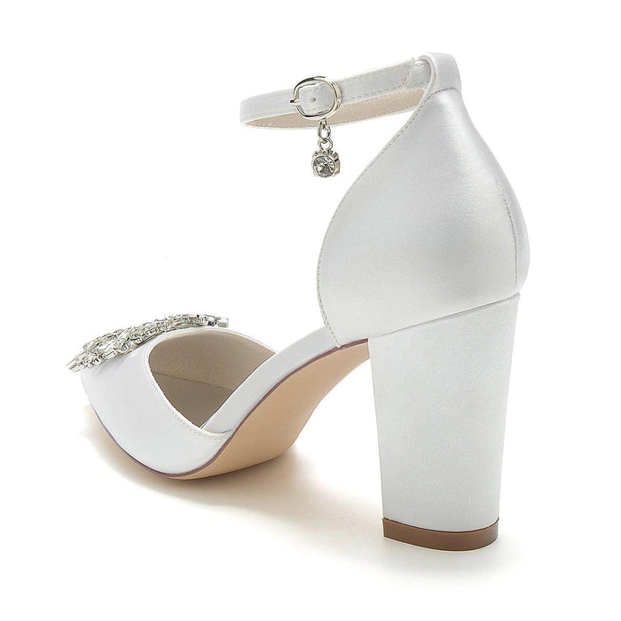 Chunky Heel 8.5cm Silk-Like Shoes CK0396 - COCOMELODY