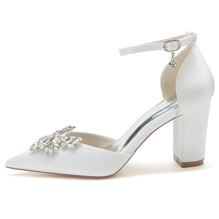 Chunky Heel 8.5cm Silk-Like Shoes CK0398 - COCOMELODY