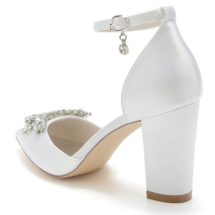 Chunky Heel 8.5cm Silk-Like Shoes CK0398 - COCOMELODY