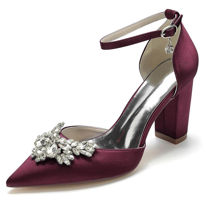 Chunky Heel 8.5cm Silk-Like Shoes CK0398 - COCOMELODY