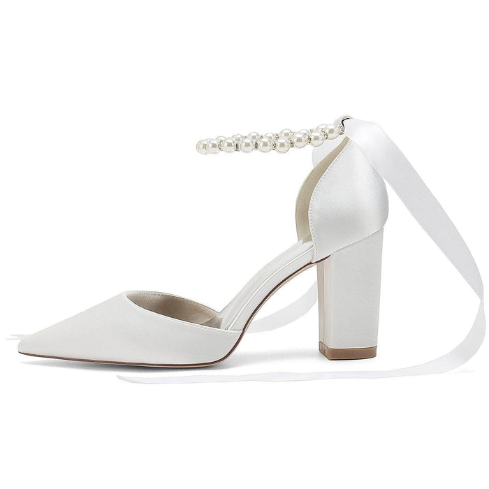 Chunky Heel 8.5cm Silk-Like Shoes CK0400 - COCOMELODY