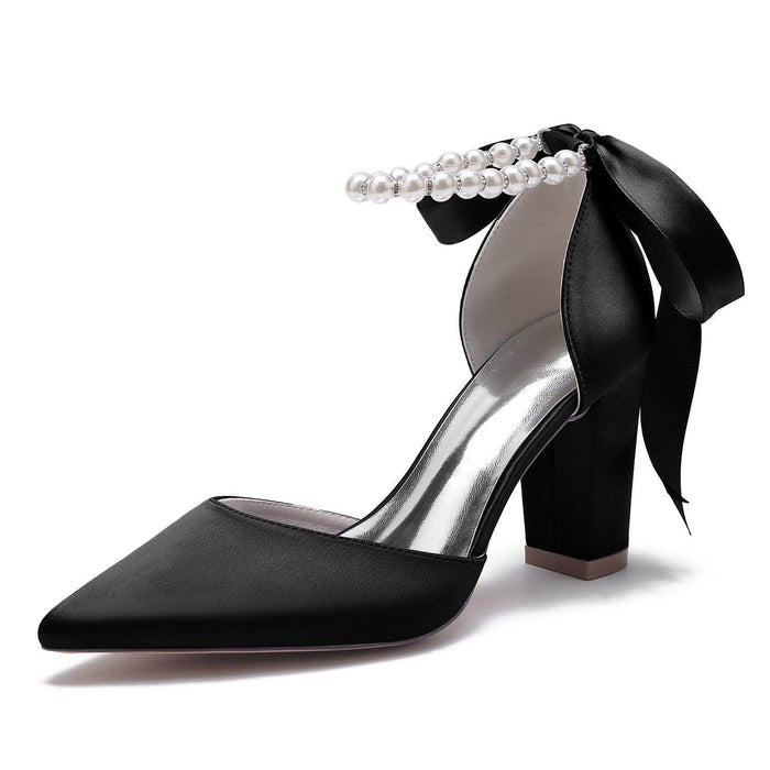 Chunky Heel 8.5cm Silk-Like Shoes CK0400 - COCOMELODY