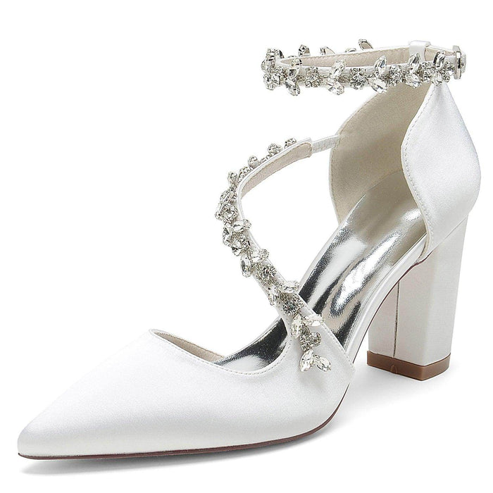 Chunky Heel 8.5cm Silk-Like Shoes CK0402 - COCOMELODY