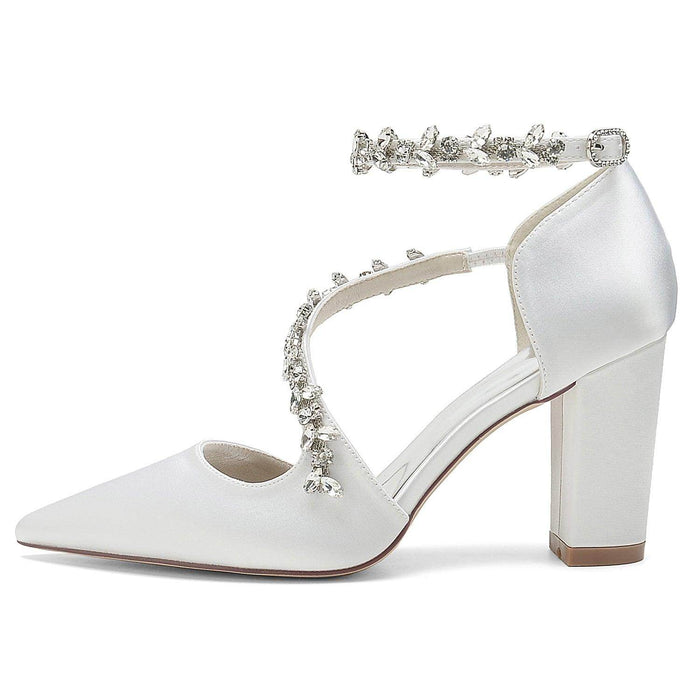 Chunky Heel 8.5cm Silk-Like Shoes CK0402 - COCOMELODY
