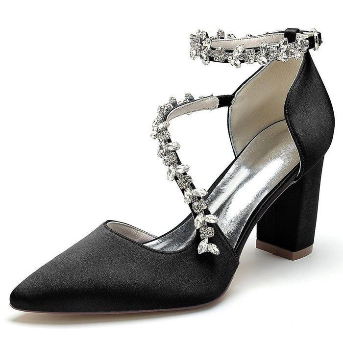 Chunky Heel 8.5cm Silk-Like Shoes CK0402 - COCOMELODY