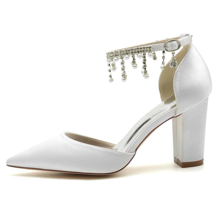 Chunky Heel 8.5cm Silk-Like Shoes CK0403 - COCOMELODY