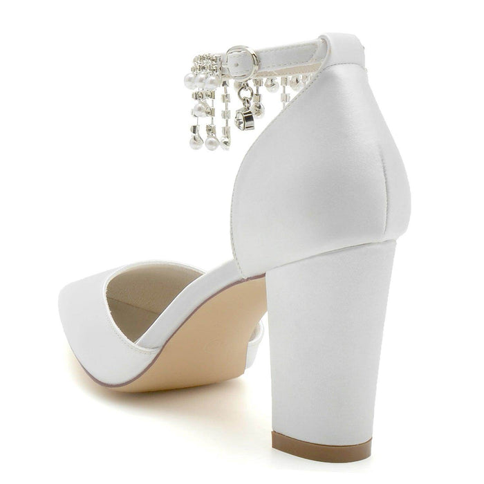 Chunky Heel 8.5cm Silk-Like Shoes CK0403 - COCOMELODY