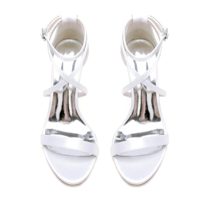 Chunky Heel 8.5cm Silk-Like Shoes CK0427 - COCOMELODY