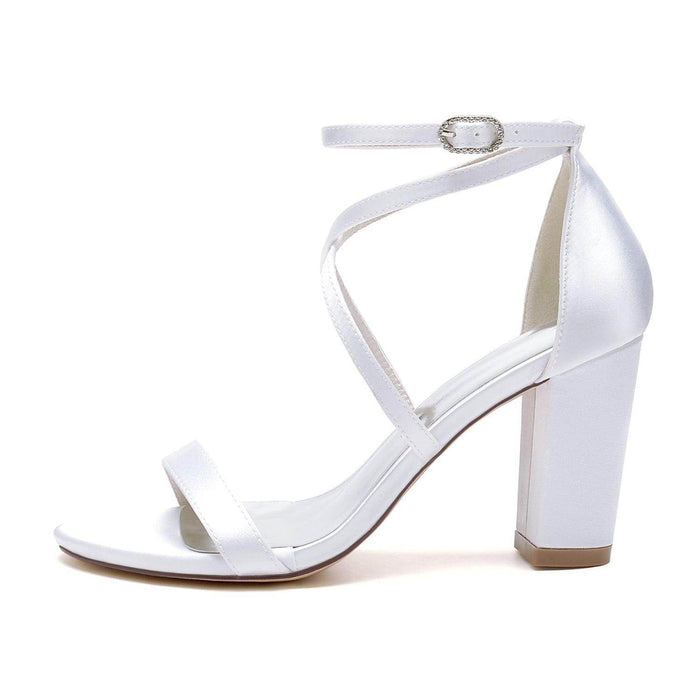 Chunky Heel 8.5cm Silk-Like Shoes CK0427 - COCOMELODY