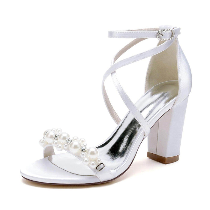 Chunky Heel 8.5cm Silk-Like Shoes CK0447 - COCOMELODY