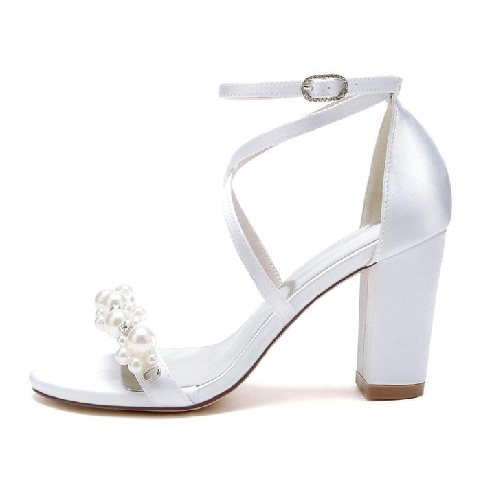 Chunky Heel 8.5cm Silk-Like Shoes CK0447 - COCOMELODY