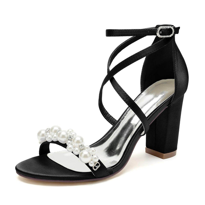 Chunky Heel 8.5cm Silk-Like Shoes CK0447 - COCOMELODY