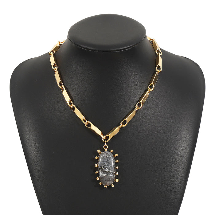 chunky link chain necklace with hammered disc details - REINAW