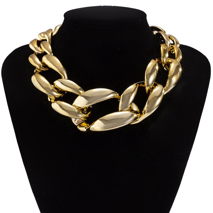 chunky oval-link chain necklace with gold finish – KORA