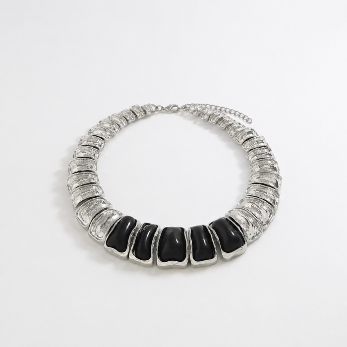 chunky textured collar necklace with brown resin stones – ZARIA