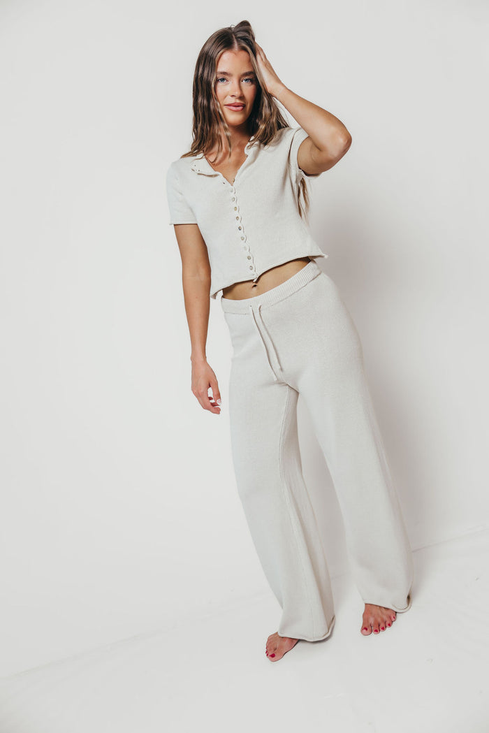 Clarke 100% Cotton Knit Pants in Ivory