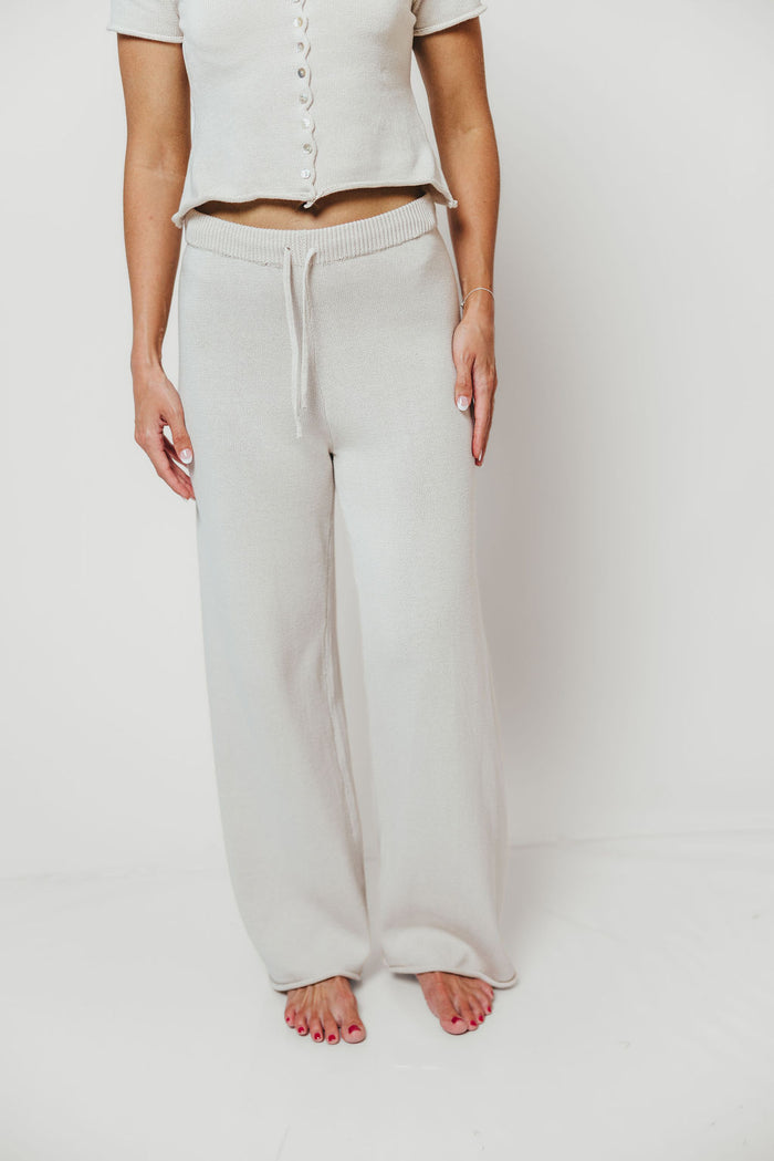 Clarke 100% Cotton Knit Pants in Ivory