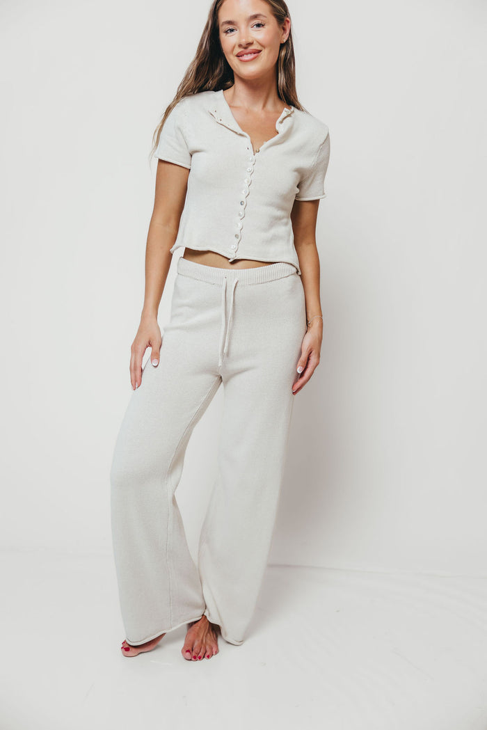 Clarke 100% Cotton Knit Pants in Ivory