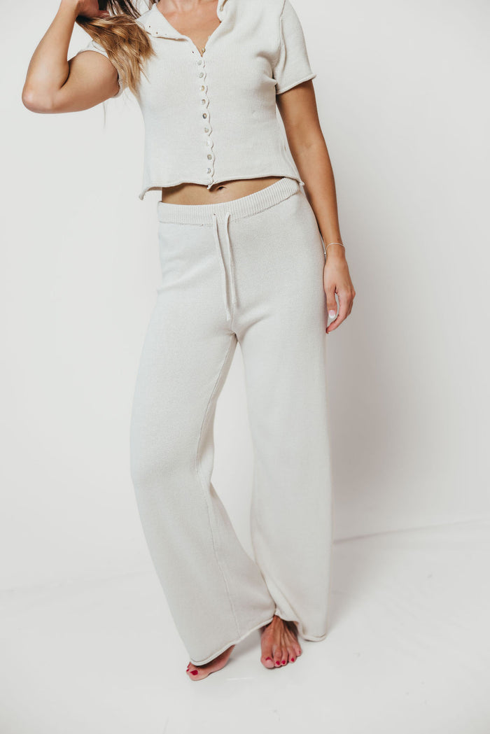 Clarke 100% Cotton Knit Pants in Ivory