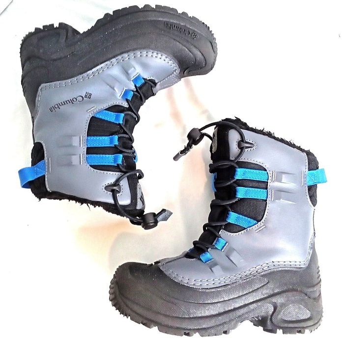 Columbia Kids Waterproof Snow Boots Grey Black Blue Omni Heat Size 11