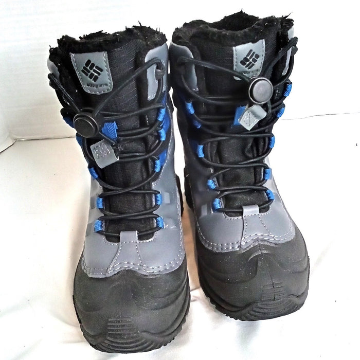 Columbia Kids Waterproof Snow Boots Grey Black Blue Omni Heat Size 13